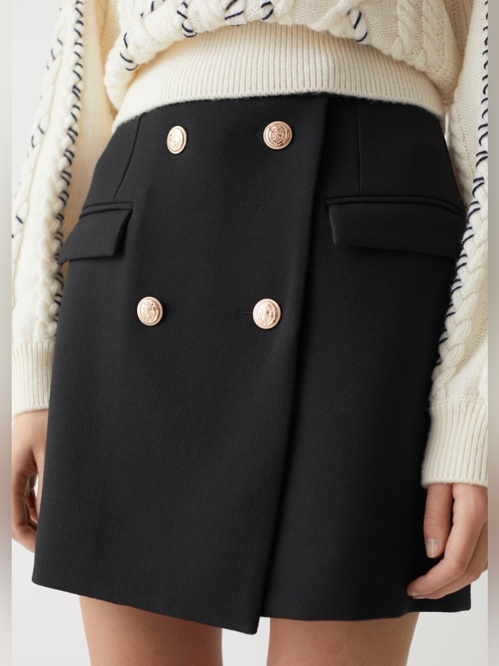 NWT & Other Stories Black Mini Skirt with Gold Buttons